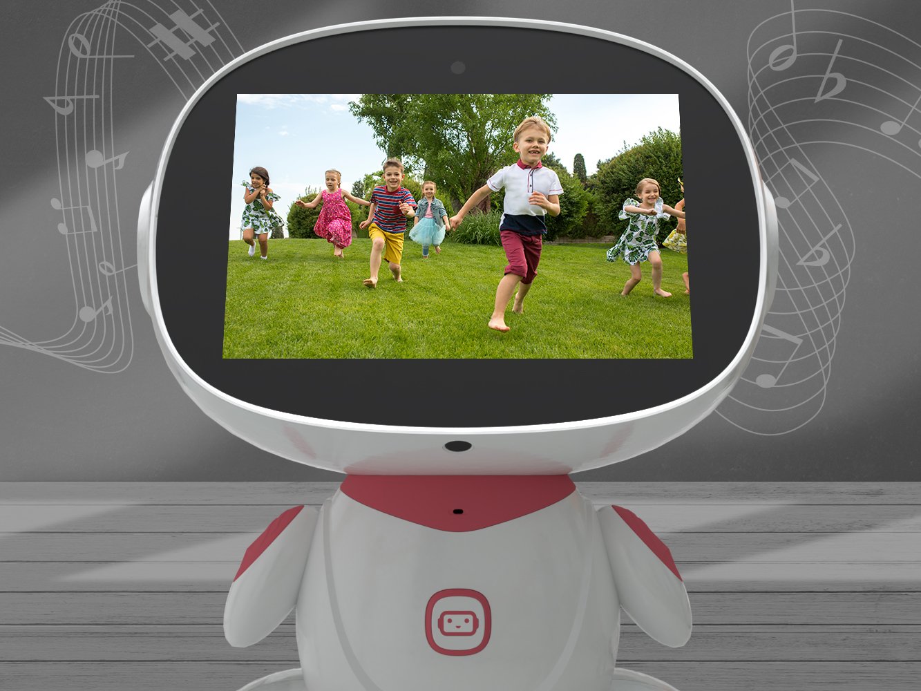 MISA robot displaying video on its touchscreen